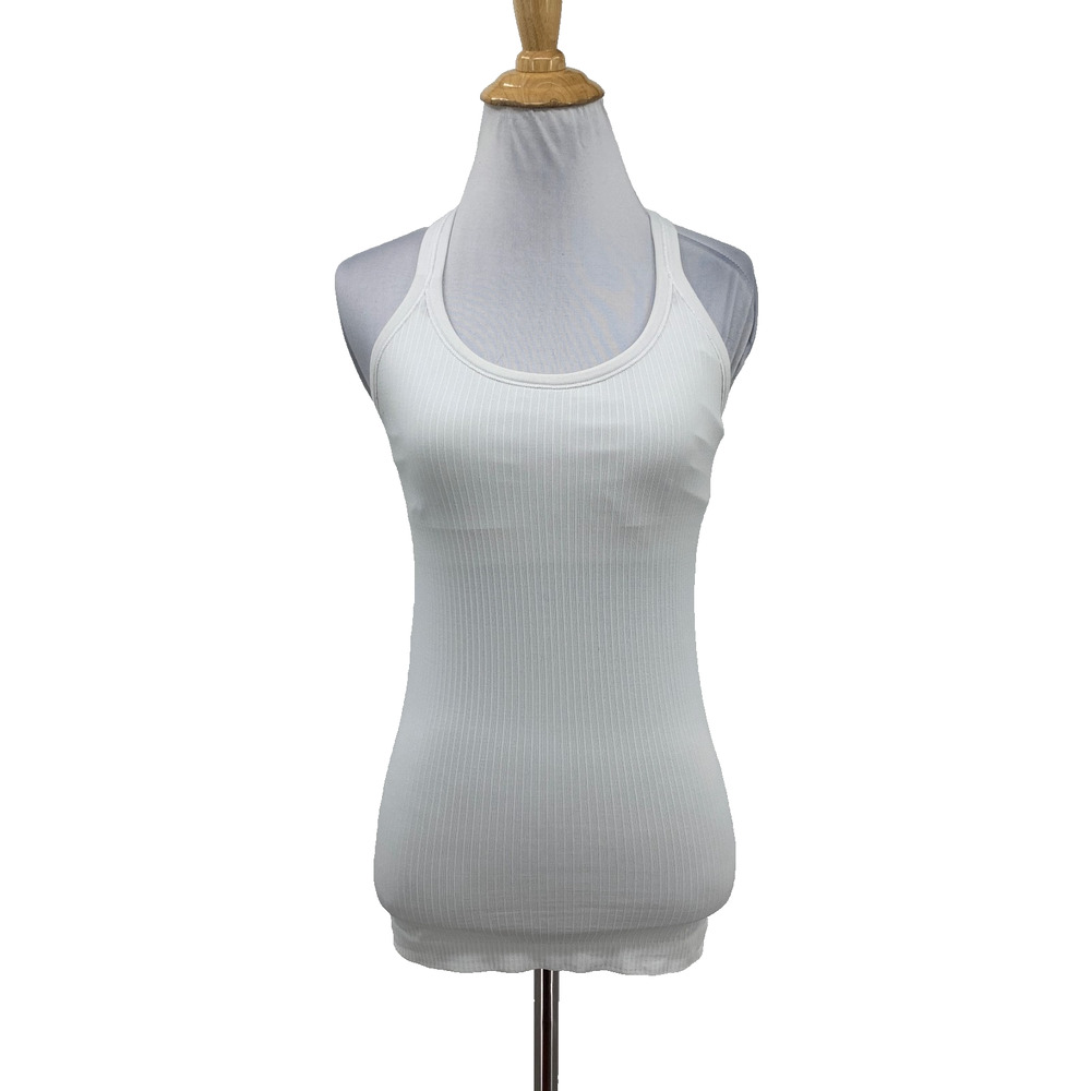 Lululemon Tank Top Womens 6 White Ebb to Street Shelf Bra Ribbed Yoga Workout
